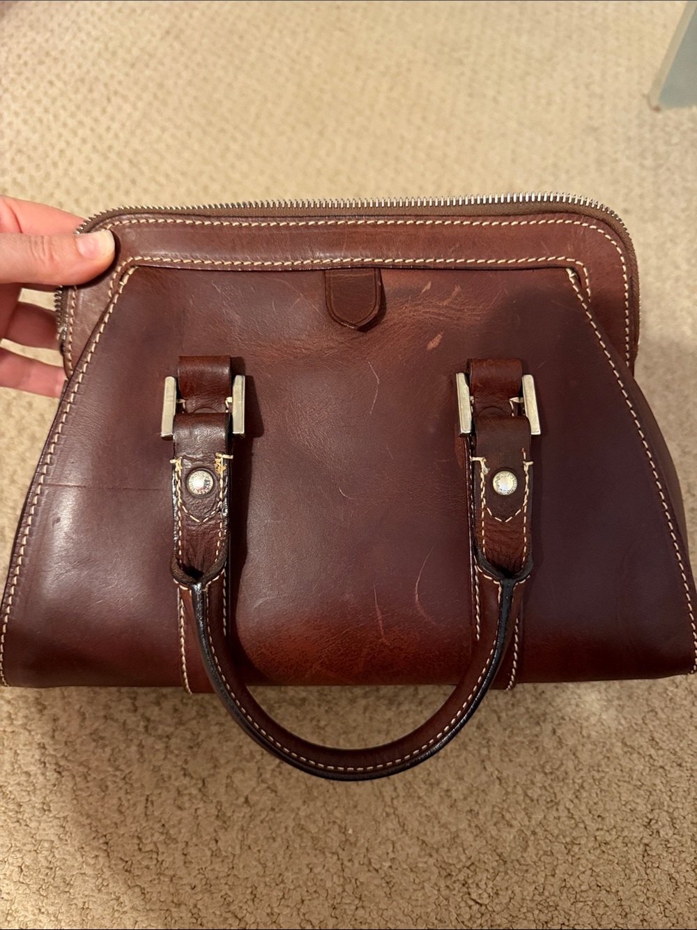 Dooney & Bourke Chocolate Brown Leather Satchel - Picture 5 of 11